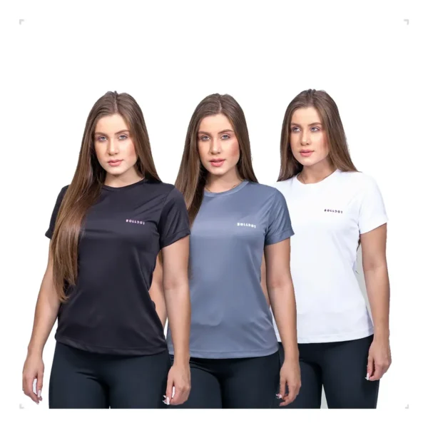Cód. 110 - Kit 3 Camisas Feminina Dry Fit Academia Com Proteção Uv