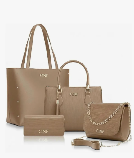 Cód. 21 - Kit Bolsas Feminina Sacola Transversal Tira Colo Carteira Cor Amendoa